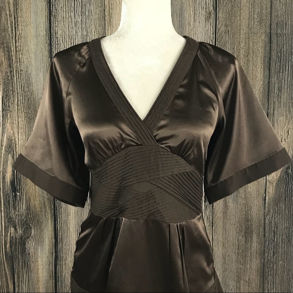 🎄{BCBGMAXARIA} Brown Satin Top | XS | EUC - Picture 6 of 6